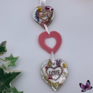 Decorative 'Love' Flower Hearts with Pink Central Heart