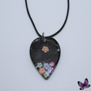 Black drop or heart shaped resin pendent
