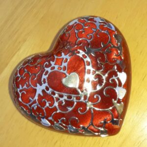 red heart with silver inclusion